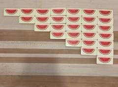Puremco Marblelike Dominoes White Standard Double 6 WATERMELON No 616 Vintage