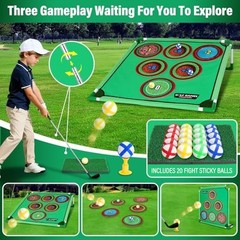 34 Pcs 3-in-1 Battle Golf Game Set with Stand & Club, Jumbo 32″ x32“ Chipping…