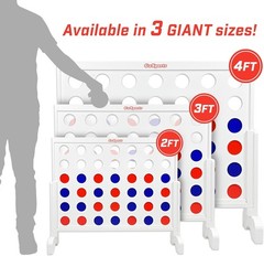2ft Classic Wooden 4 in a Row Game with Durable Carrying Case – Fun for All Ages