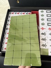 Yellow Mountain Imports Chinese Mahjong Set Brand New Sealed Green Tiles W/ Case