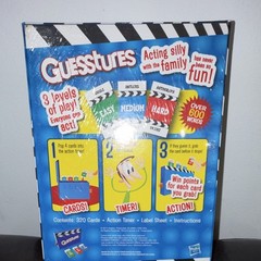 Hasbro Guesstures Family Charades Board Game 3 Levels Over 600 Words Ages 8+