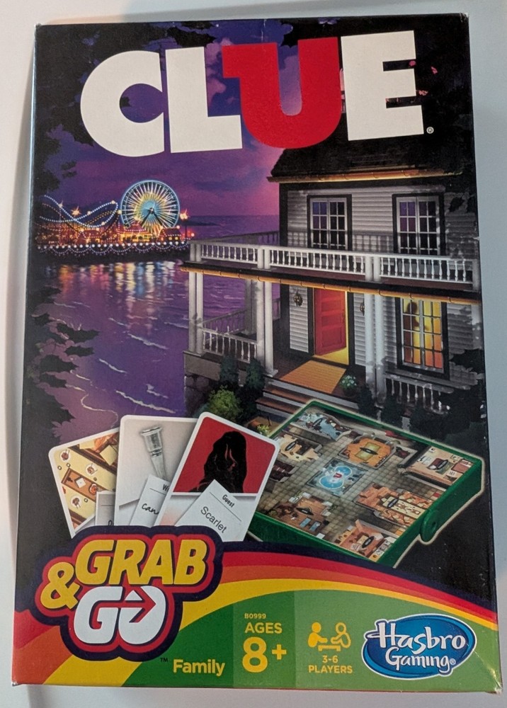 Hasbro Clue Grab & Go Compact Travel Mystery Board Game Ages 8+ New Sealed