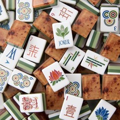 🎁160 American Mahjong Tiles 4-Layer Acrylic Wood Grain Theme Engraved Set