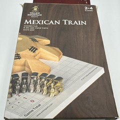 Yellow Mountain Imports Mexican Train Accessory Set –Wooden Hub & 8 Metal Trains