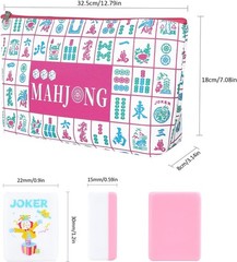 160 Pink American Printed Mahjong Game Set with Carrying Bag and Accessories