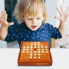 Wooden Solitaire Traditional Board Game Marble Child Classic Educational Toy