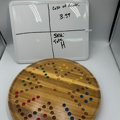 Hand Painted Aggravation Board Game 14in Brown Wooden Wahoo Marble Race Round