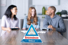 Pressman Tri-Ominos – Deluxe Edition Triangular Tiles with Brass Spinners, 5″