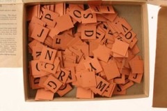 Antique Anagrams Prize Game & Colorful Box With Eagle On Lid