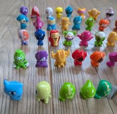 Lot of 53 Vintage Crazy Bones. Mixed Lot. Various Characters & Colors W/bags