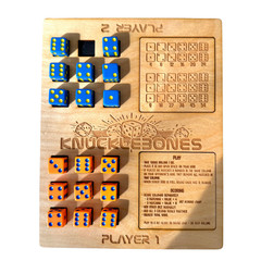 Handcrafted Wooden Knucklebones Dice Game – 2 Player Strategy Board w/ 18 Dice