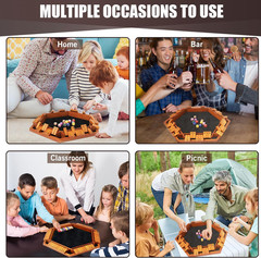 1-6 Players Shut The Box Dice Games, Wooden Board Table Math Game with 16 Dice a