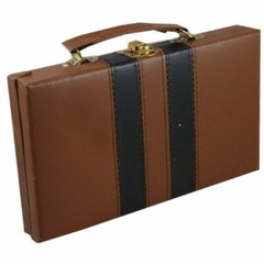 Domino Double Six – Ivory and Black Tilex with Metal Spinners Deluxe Travel Case