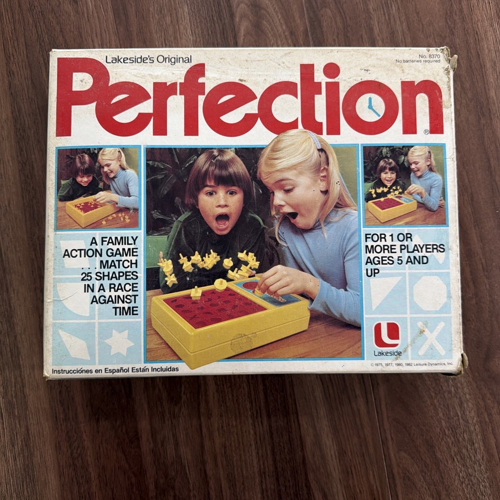 VINTAGE 1982 Perfection Board Game #8370 Lakeside 100% COMPLETE Working