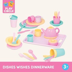 Play Circle Dish Set 34 Pieces Tea Party Kitchen Toys Toddlers Battat Plates