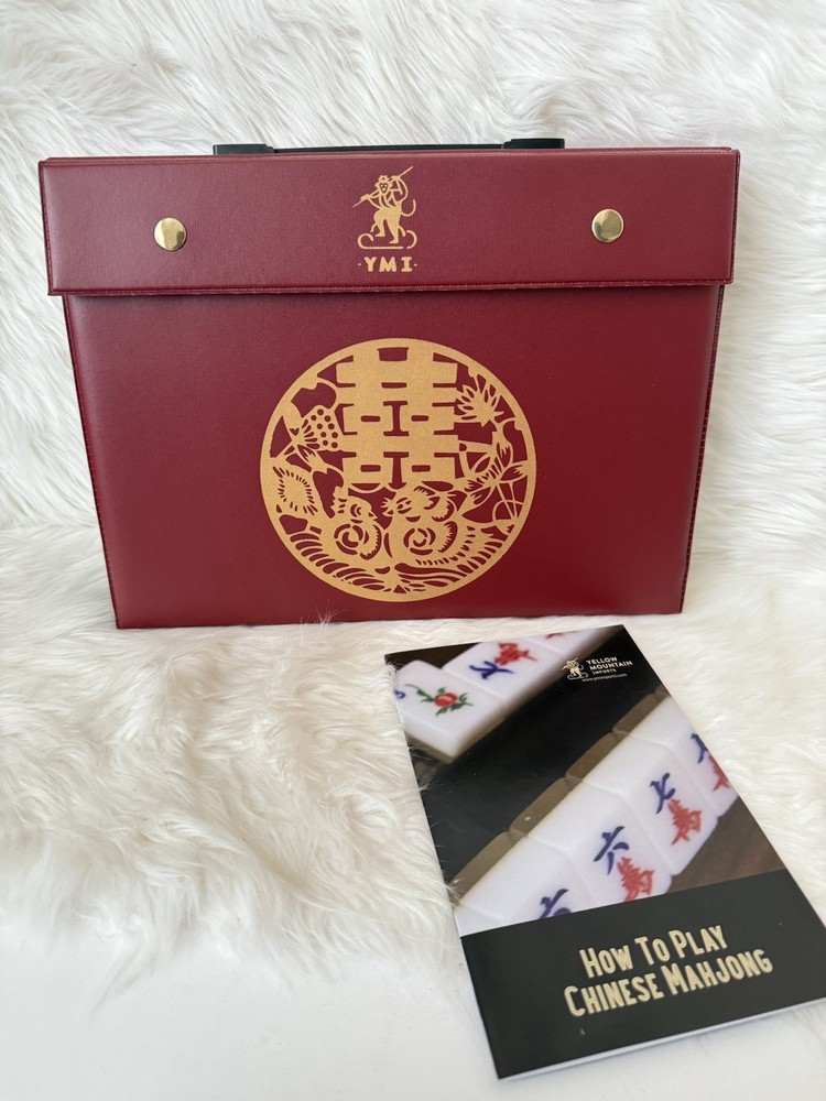 Yellow Mountain Imports Chinese Mahjong Set Brand New Sealed Green Tiles W/ Case