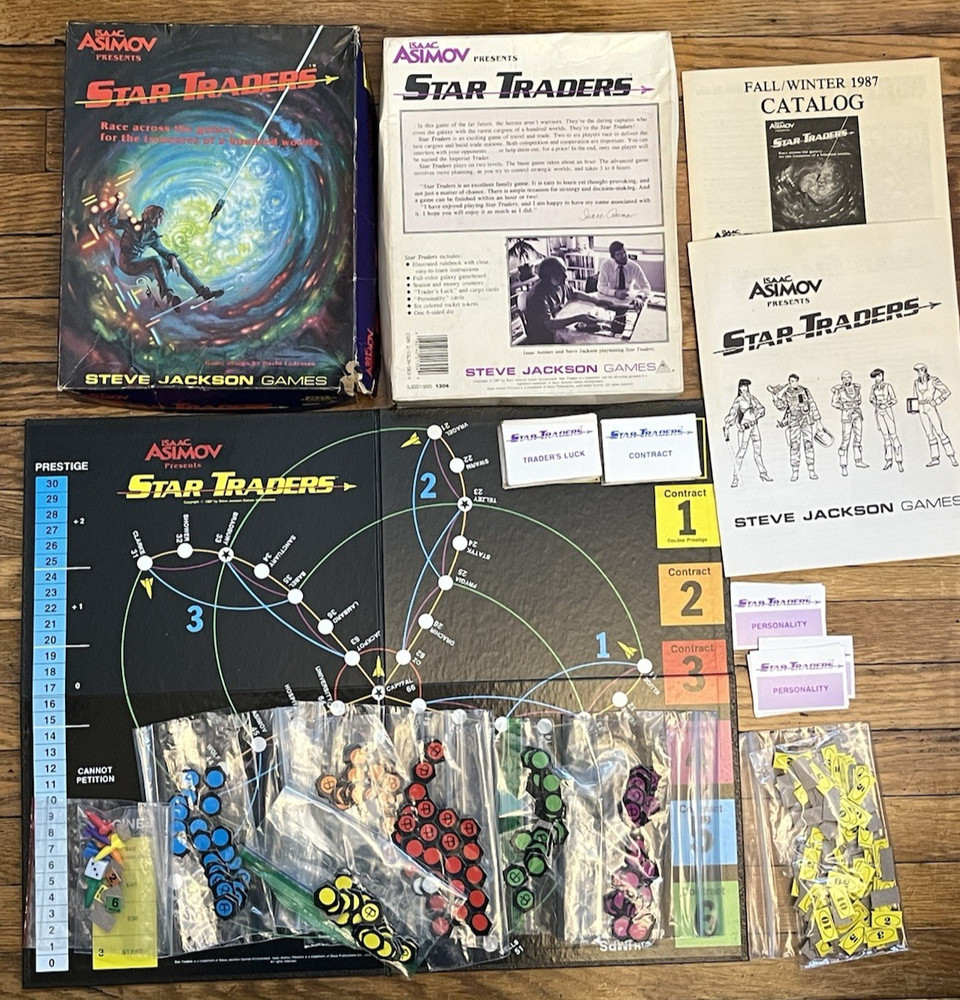 Star Traders Board Game – Isaac Asimov Steve Jackson Games 1987 99% Complete