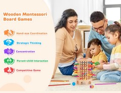 Montessori Game Wooden Board Games for Kids 4-6-8-12, Math Educational Toys 3 5