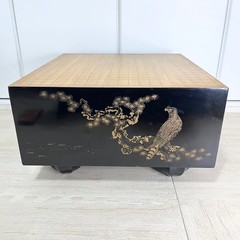Vintage Go Board IGO Game Black Lacquer Finish Gold Maki-e Legs Luxury Japan