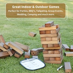 60 PCS Giant Tumble Tower Stack to 5Ft, Pine Wooden Stacking Timber Game with…