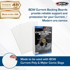 BCW Current Comic Book Backing Boards 100 Pack | 24 pt., Coated, Buffered wi…