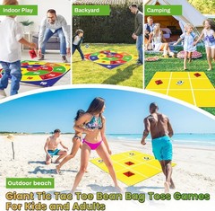 Giant 4.5ft Outdoor Tic Tac Toe & Bean Bag Toss Game Set for Kids Adults