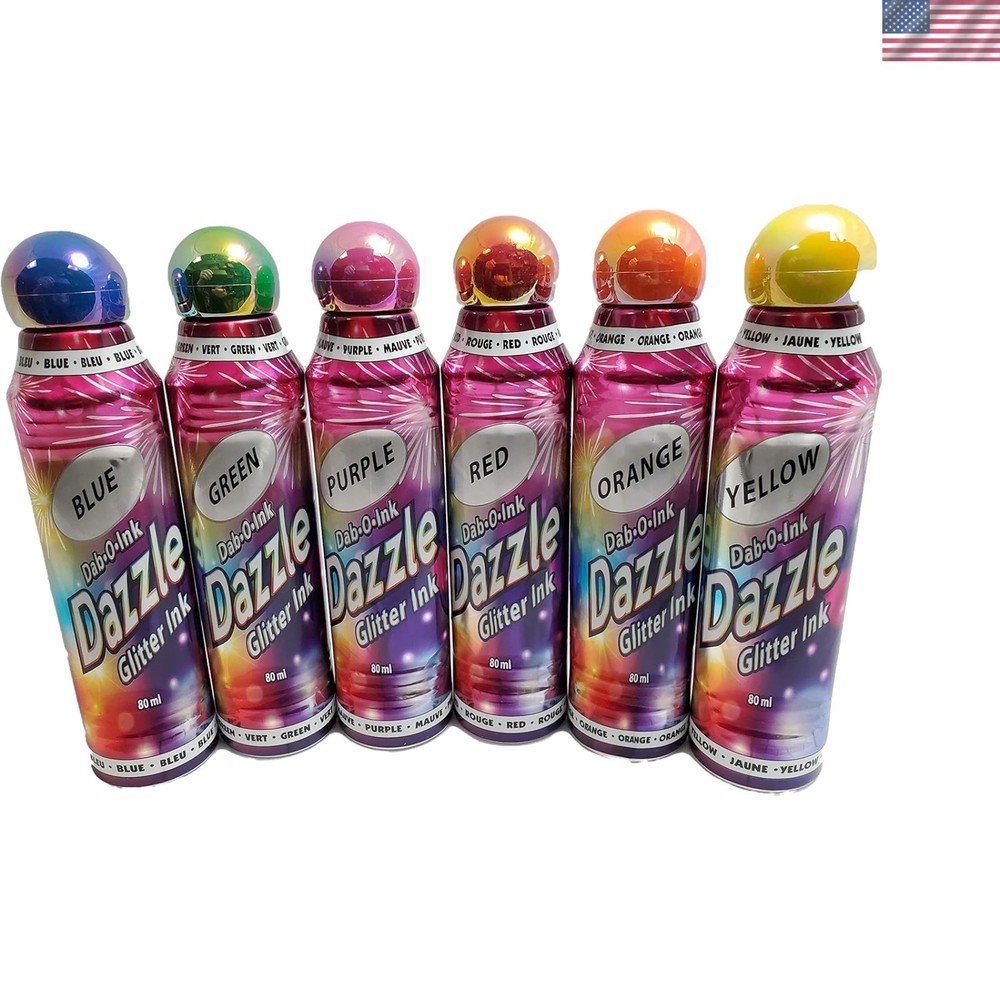 Mixed Colors Dazzle Glitter Dauber Set – 6-Pack for Crafting & Bingo Fun