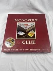 NEW! Monopoly & Clue 2 in 1 Deluxe Wooden Vintage Edition Wood Board Game Set