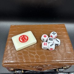 Vtg Hong Kong Travel Mah Jong Domino Set – Ying Fat Cheung – Faux Alligator