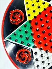 VINTAGE Chinese Checkers Ohio Art USA Two Sided Round Multicolored Tin NO PAWNS