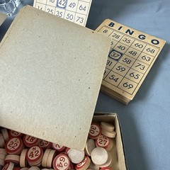 Rare Antique Bingo Set Complete with 50 Cards, Wooden Call Numbers New Unplayed
