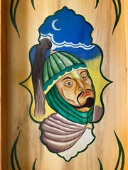 UKRAINE Ooak BACKGAMMON Wood Carved Board Set Bas Relief Knight Woman w/ Arrow