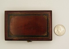 Antique complete Miniature Domino Set in Wood Portable Box Rich Patina