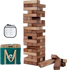 60 PCS Giant Tumble Tower Stack to 5Ft, Pine Wooden Stacking Timber Game with…