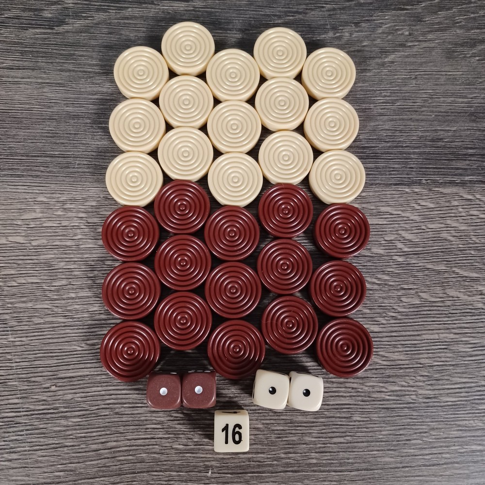 30 Pieces Backgammon Checkers Replacement Set Plastic w/Dice Set