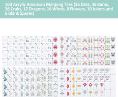 160 Acrylic 4 Layer Engraved American Mahjong Tiles Set with Carrying Bag and Ac
