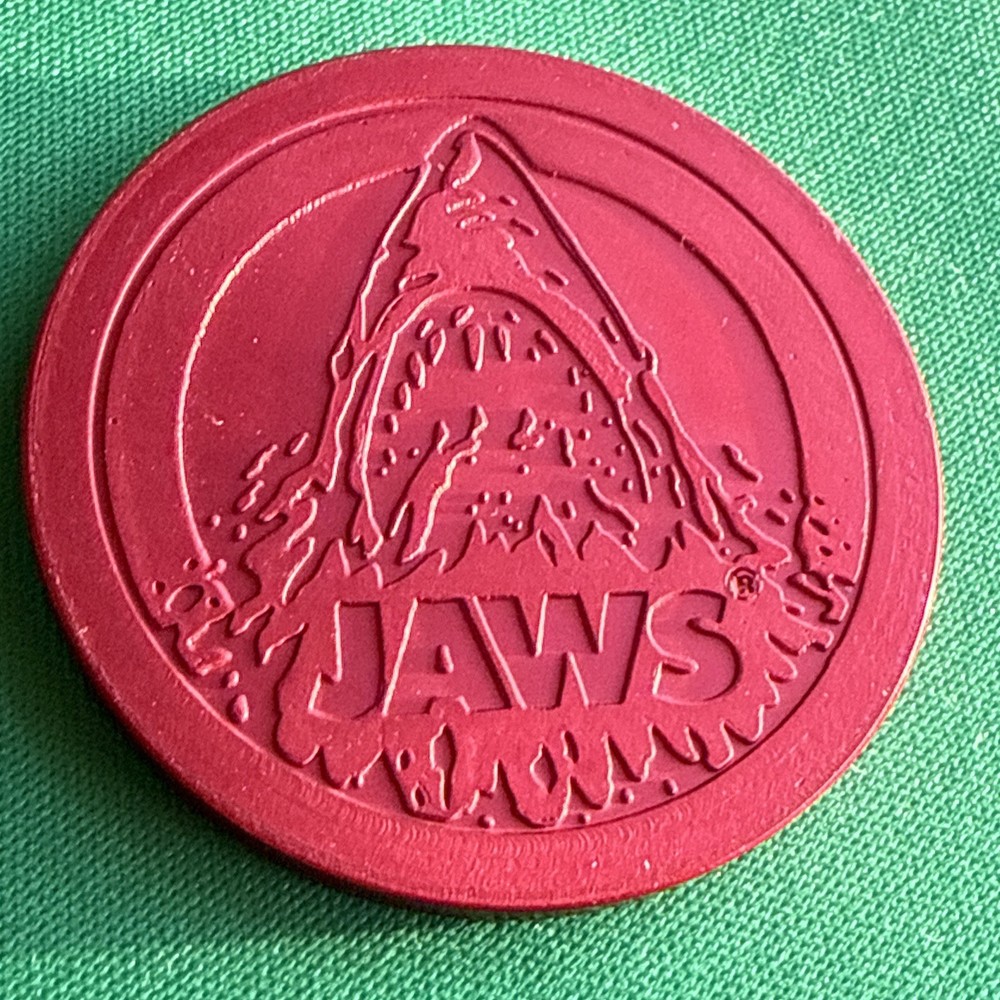 Vtg Red Metal POG Slammer Jaws 1994 McDonalds WPF Universal Studios Hollywood