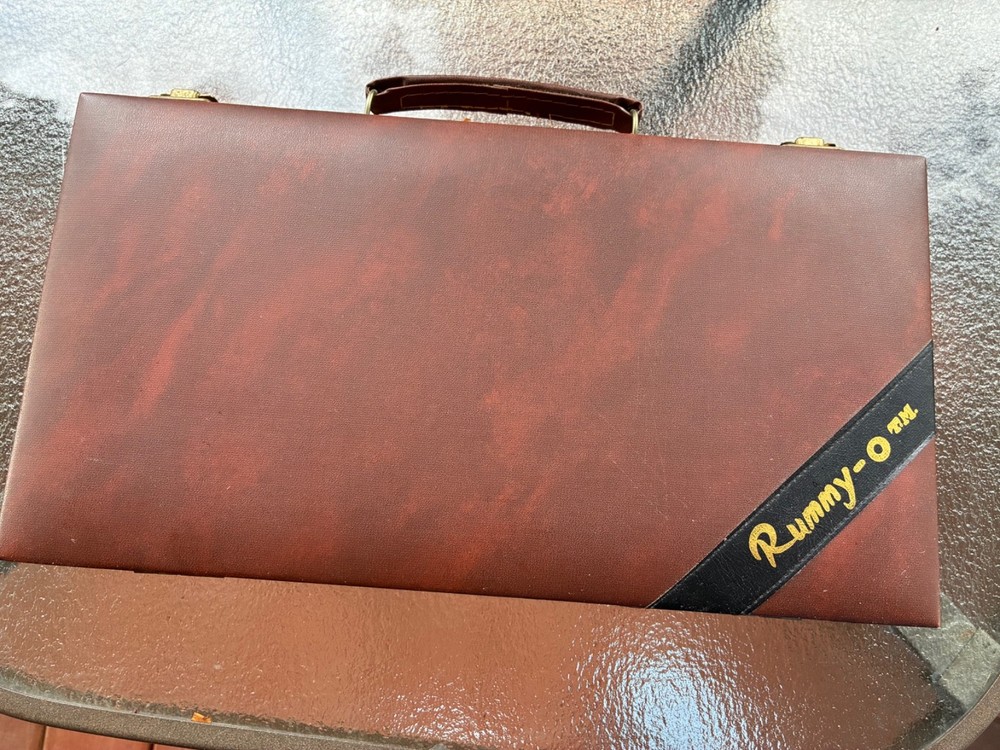 VTG CARDINAL RUMMY-O GAME IN FAUX LEATHER CASE RUMMIKUB NO MANUAL