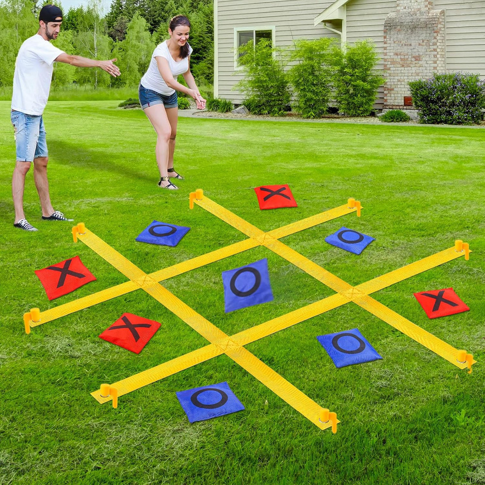 Giant Tic Tac Toe Outdoor Games for Kids Adults Family, Portable Tic Tac Toe Bea
