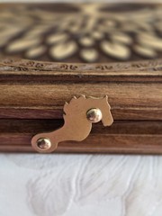 Carved Etched Wood Backgammon & Checkerboard Game Set Tree Of Life Compact