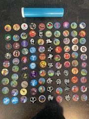 Pogs Lot of 100 Original POGs With Tube Carrying Case Vintage 1990’s