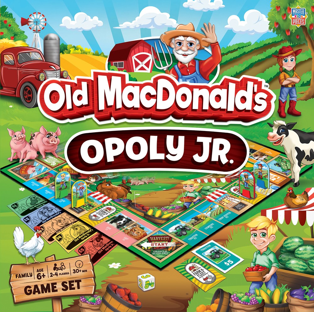 MasterPieces – Old MacDonald’s Farm Opoly Junior – Board Game for Kids