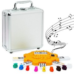 Mexican Train Dominoes Set Double 12 with 91 Tiles and Aluminum Case