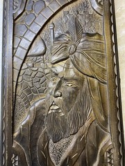 VINTAGE Soviet Hand Carved WOOD BACKGAMMON Board Game USSR Arab Sheikh Design