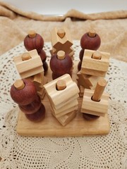 3D Wooden Tic Tac Toe – Rustic Coffee Table Decor – Family Game Night