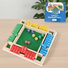 Wooden Dice Board Game Shut The Box for 4 Players Flaps & Dices Game Parent-chi
