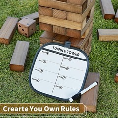 60 PCS Giant Tumble Tower Stack to 5Ft, Pine Wooden Stacking Timber Game with…