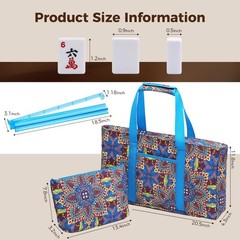 Kyerlish American Mahjong Tile Set with Blue Printed Carrying Bag, Print
