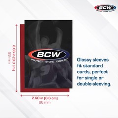 BCW Elite2 Glossy Card Sleeves – Red |100ct | Crystal-Clear Front | Textur