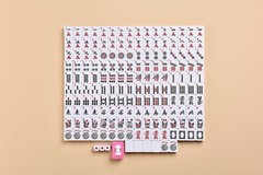 American Mahjong Set 166 Tiles Blue Paisley Bag 4 Pushers/Racks Western Mahjongg